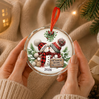 UPST165 The Year We Became Mr & Mrs - Personalized Glass Ornament