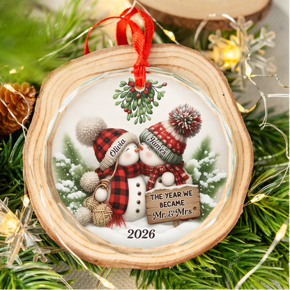 UPST165 The Year We Became Mr & Mrs - Personalized Glass Ornament