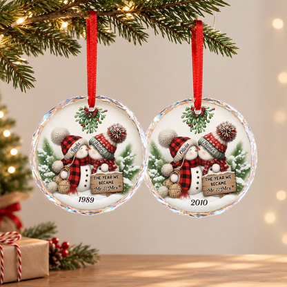 UPST165 The Year We Became Mr & Mrs - Personalized Glass Ornament