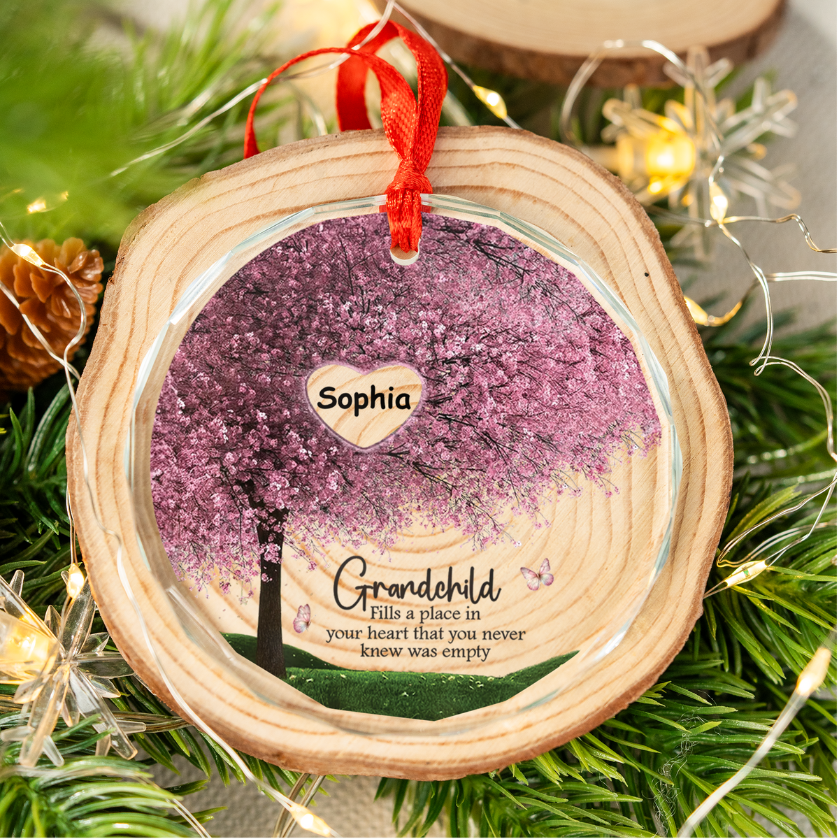 UPST166 Grandchildren Fill A Place In Your Heart That You Never Knew Was Empty - Personalized Glass Ornament