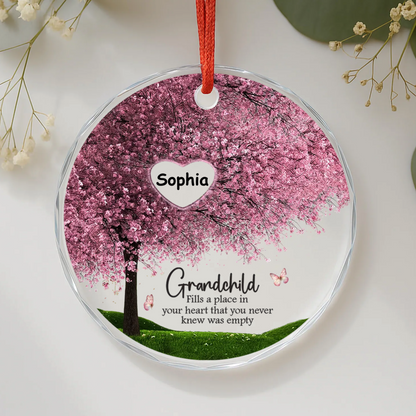 UPST166 Grandchildren Fill A Place In Your Heart That You Never Knew Was Empty - Personalized Glass Ornament