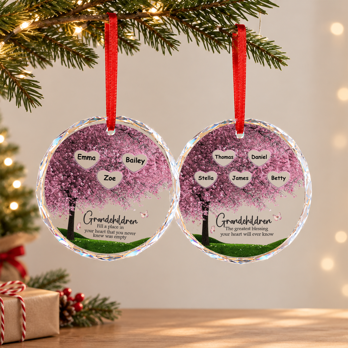 UPST166 Grandchildren Fill A Place In Your Heart That You Never Knew Was Empty - Personalized Glass Ornament