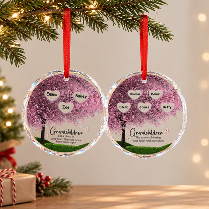 UPST166 Grandchildren Fill A Place In Your Heart That You Never Knew Was Empty - Personalized Glass Ornament