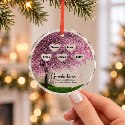 UPST166 Grandchildren Fill A Place In Your Heart That You Never Knew Was Empty - Personalized Glass Ornament