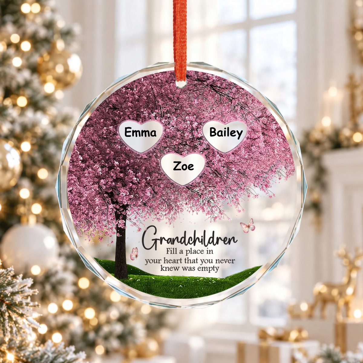 UPST166 Grandchildren Fill A Place In Your Heart That You Never Knew Was Empty - Personalized Glass Ornament