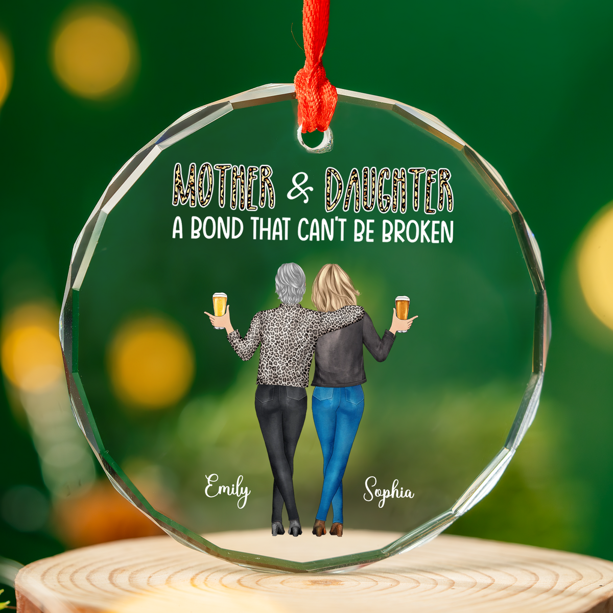 UPST167 Like Mother Like Daughter - Personalized Glass Ornament