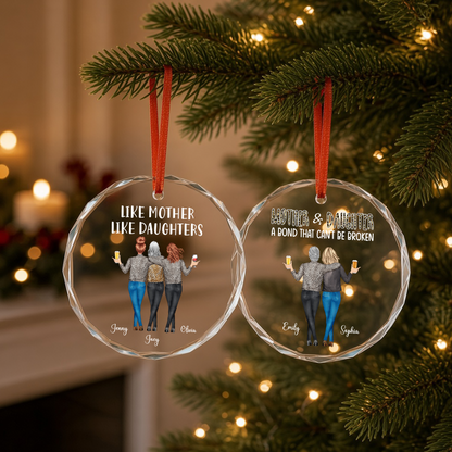 UPST167 Like Mother Like Daughter - Personalized Glass Ornament