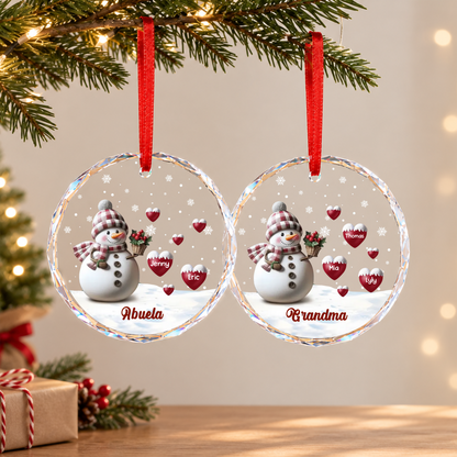 UPST169 Grandma Snowman Heart Lovely - Personalized Glass Ornament