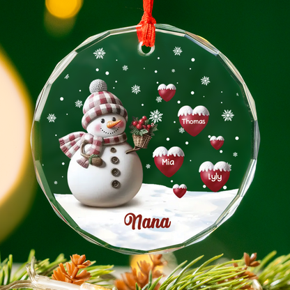 UPST169 Grandma Snowman Heart Lovely - Personalized Glass Ornament