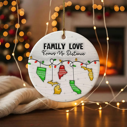 UPST172 Family Love Knows No Distance - Personalized Ceramic Ornament
