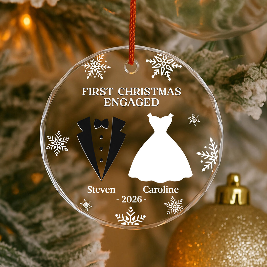 UPST177 First Christmas as Mr & Mrs - Personalized Glass Ornament