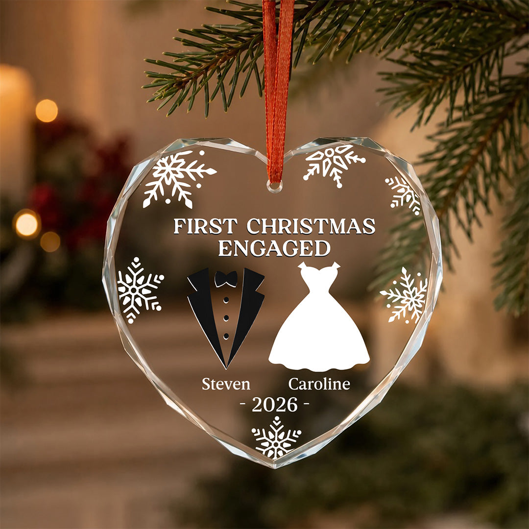 UPST177 First Christmas as Mr & Mrs - Personalized Glass Ornament