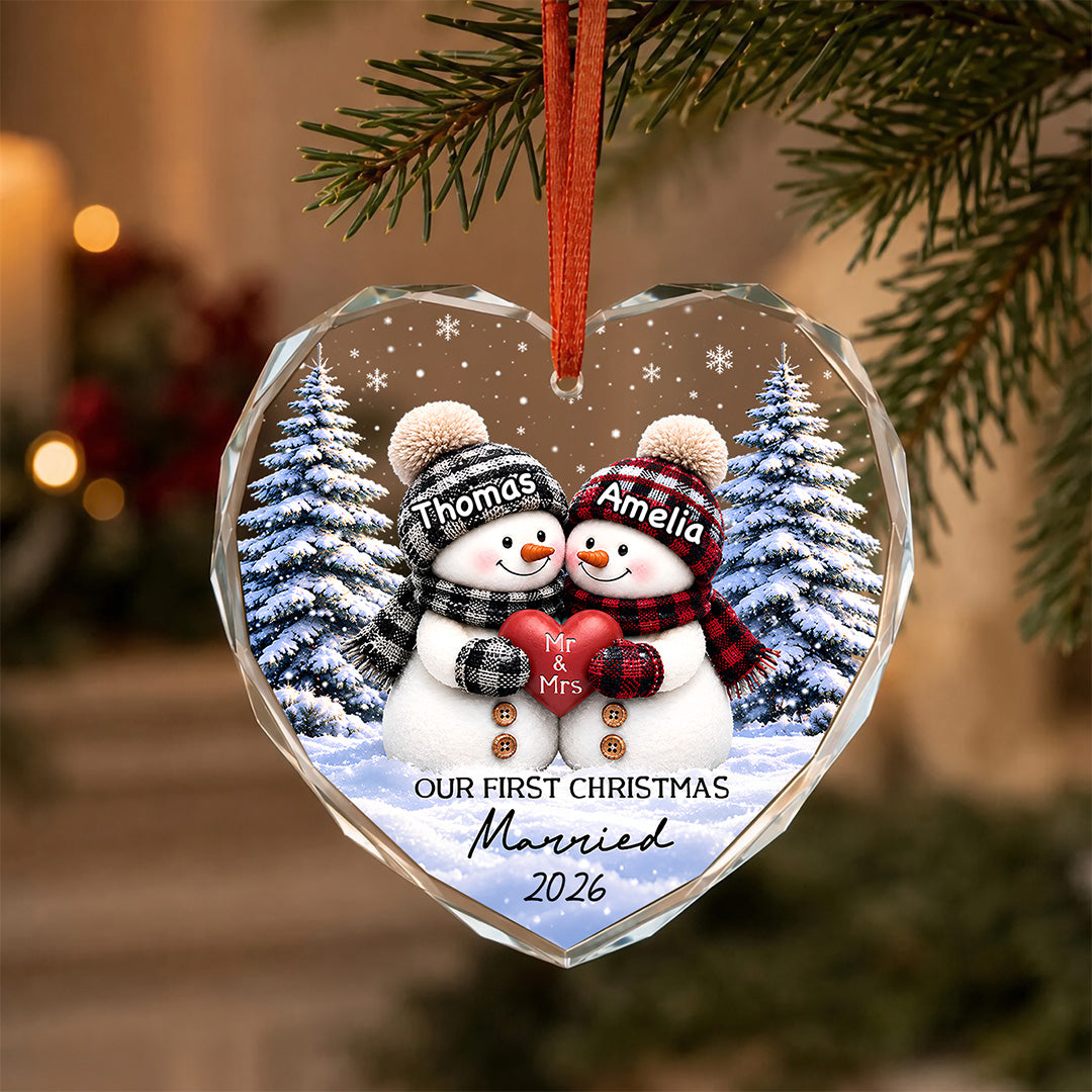UPST176 Our First Christmas Married - Personalized Glass Ornament