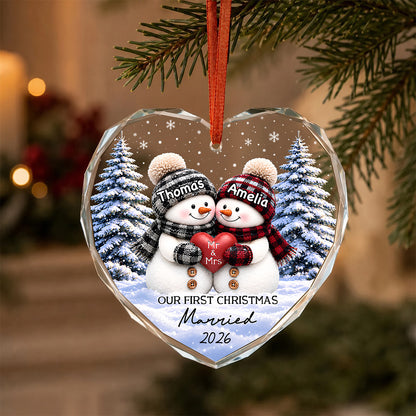 UPST176 Our First Christmas Married - Personalized Glass Ornament