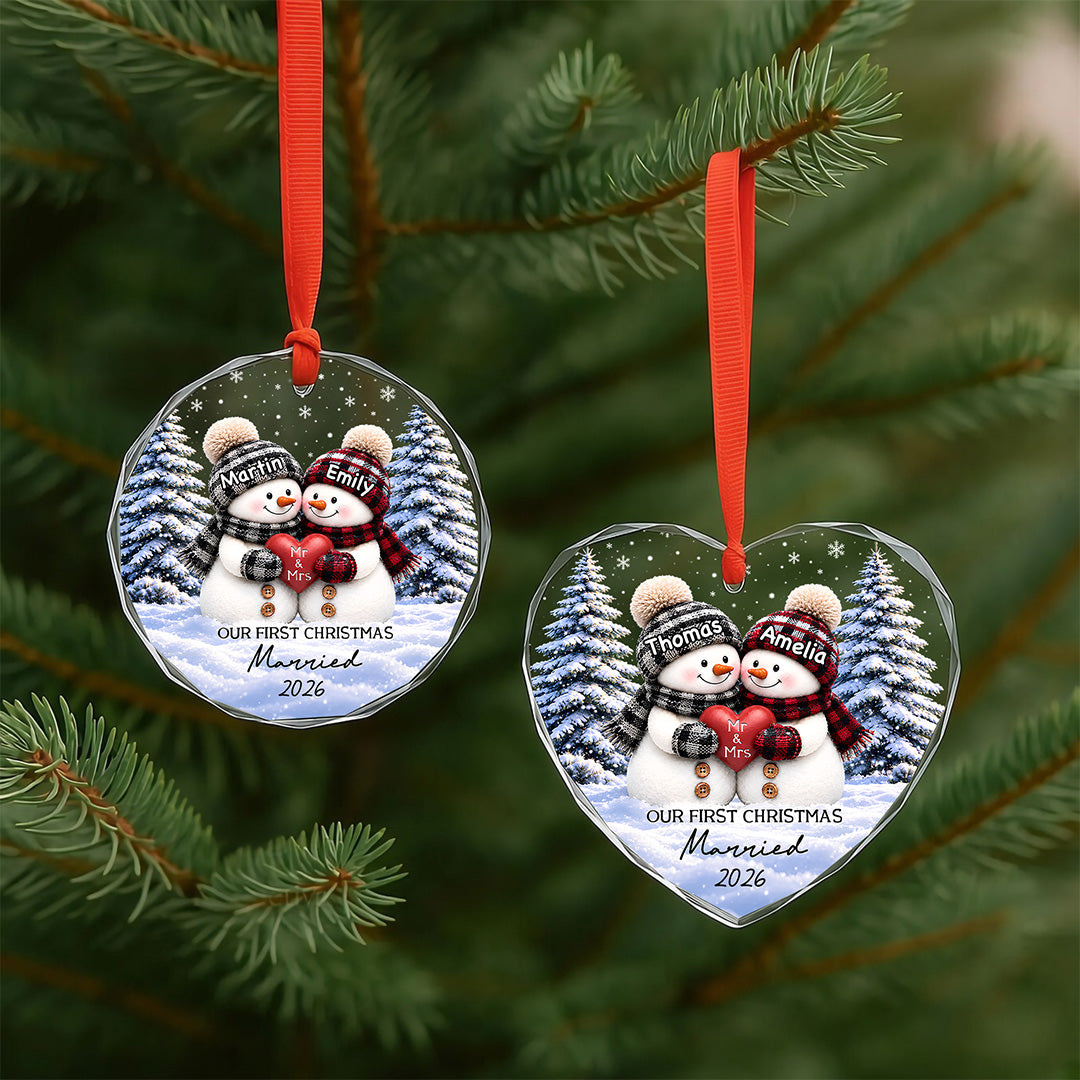 UPST176 Our First Christmas Married - Personalized Glass Ornament
