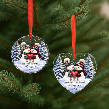 UPST176 Our First Christmas Married - Personalized Glass Ornament