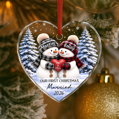 UPST176 Our First Christmas Married - Personalized Glass Ornament