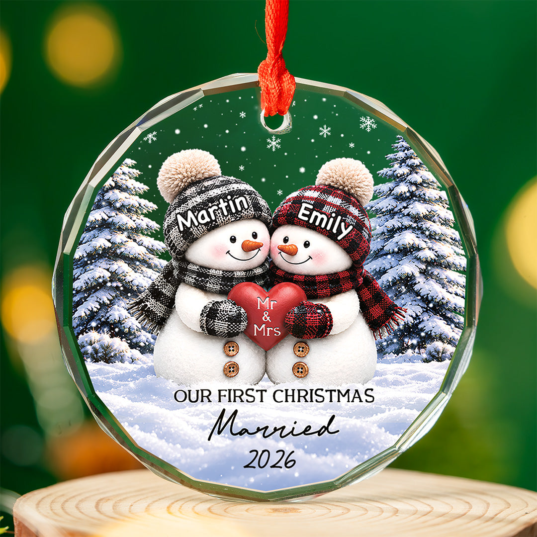 UPST176 Our First Christmas Married - Personalized Glass Ornament