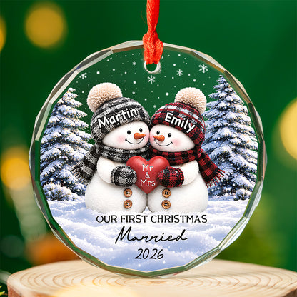 UPST176 Our First Christmas Married - Personalized Glass Ornament