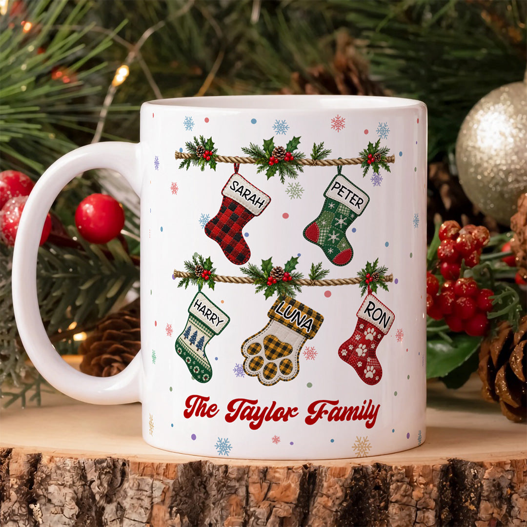 UPST180 Family Christmas Stocking - Personalized White Mug Accent Mug
