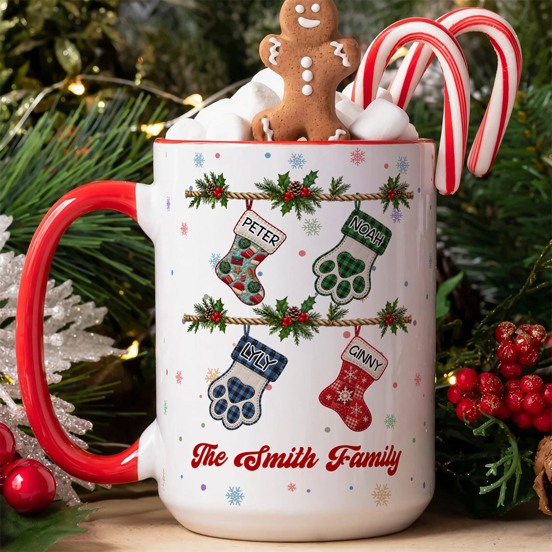 UPST180 Family Christmas Stocking - Personalized White Mug Accent Mug
