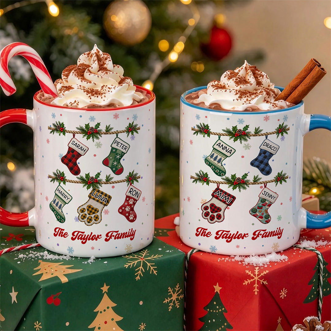 UPST180 Family Christmas Stocking - Personalized White Mug Accent Mug