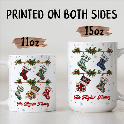 UPST180 Family Christmas Stocking - Personalized White Mug Accent Mug