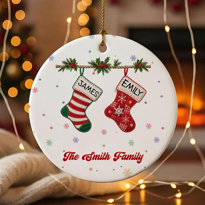 UPST181 Family Christmas Stocking - Personalized Glass Ceramic Ornament