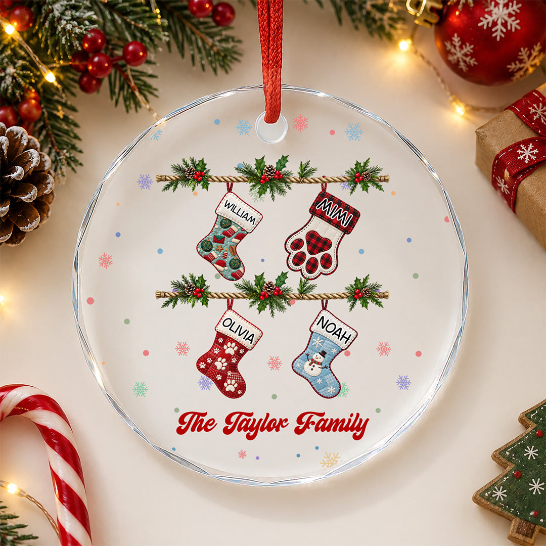 UPST181 Family Christmas Stocking - Personalized Glass Ceramic Ornament