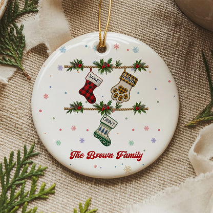 UPST181 Family Christmas Stocking - Personalized Glass Ceramic Ornament