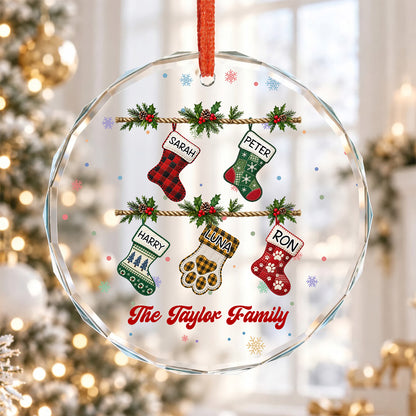 UPST181 Family Christmas Stocking - Personalized Glass Ceramic Ornament