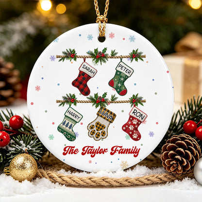 UPST181 Family Christmas Stocking - Personalized Glass Ceramic Ornament