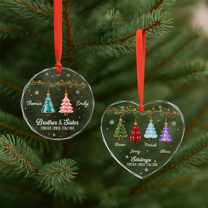 UPST185 Brother Sister Forever Linked Together - Personalized Glass Ornament