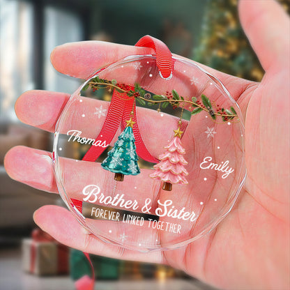 UPST185 Brother Sister Forever Linked Together - Personalized Glass Ornament
