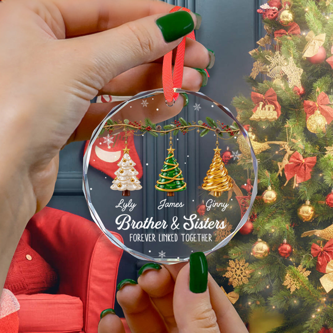 UPST185 Brother Sister Forever Linked Together - Personalized Glass Ornament