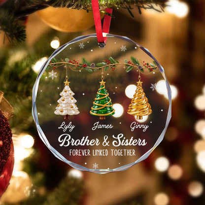 UPST185 Brother Sister Forever Linked Together - Personalized Glass Ornament
