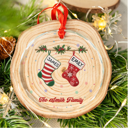 UPST181 Family Christmas Stocking - Personalized Glass Ceramic Ornament