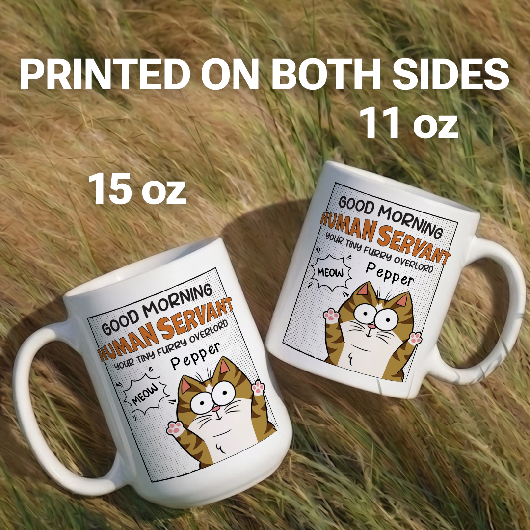 MPST09 Happy Father's Day Human Servant Your Tiny Furry Overlord - Personalized White Mug Accent Mug