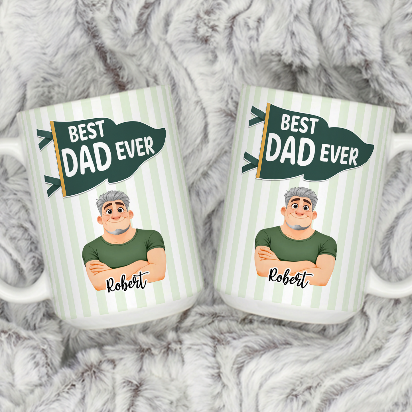 VPST61 Best Dad Ever Pennant Flag - Personalized White Mug Accent Mug