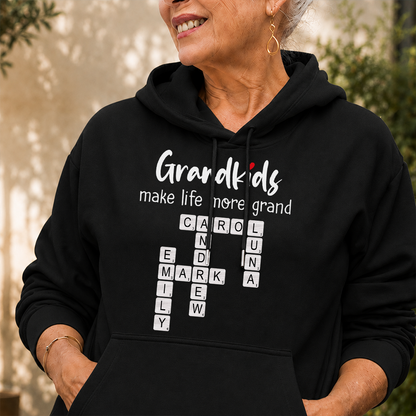 VPST53 Grandkids Make Life More Grand Kids Names Crossword Puzzle - Personalized T-shirt Hoodie