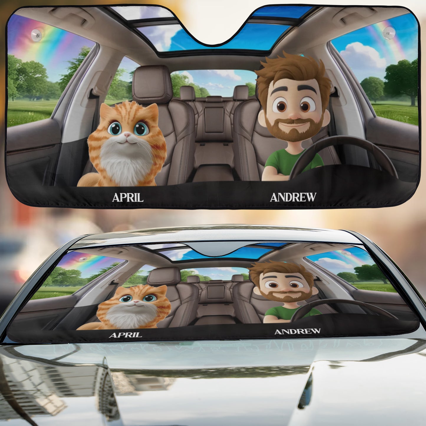 PSTC04 Cat Dad Mom - Personalized Custom Car Sunshade