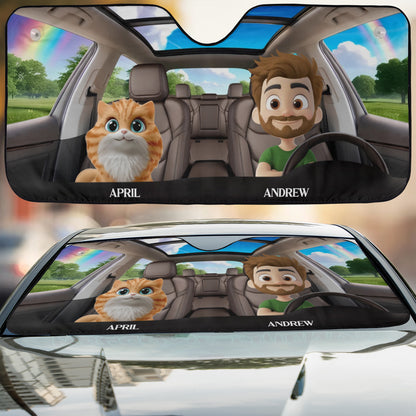 PSTC04 Cat Dad Mom - Personalized Custom Car Sunshade