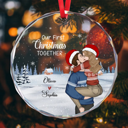 PST247 Our First Christmas Together - Personalized Glass Ornament