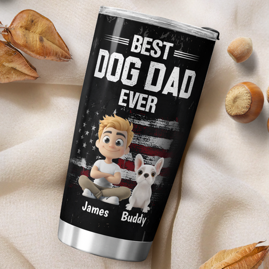 VPST65 American Best Dog Dad Ever - Personalized Custom Tumbler
