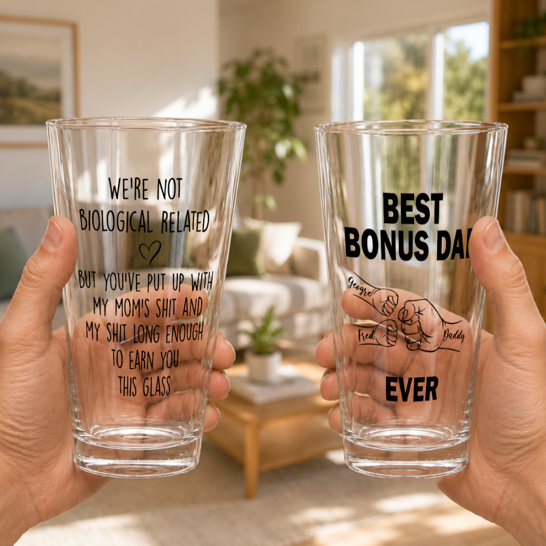 VPST15 Best Bonus Dad Ever Fist Bump - Personalized Beer Glass