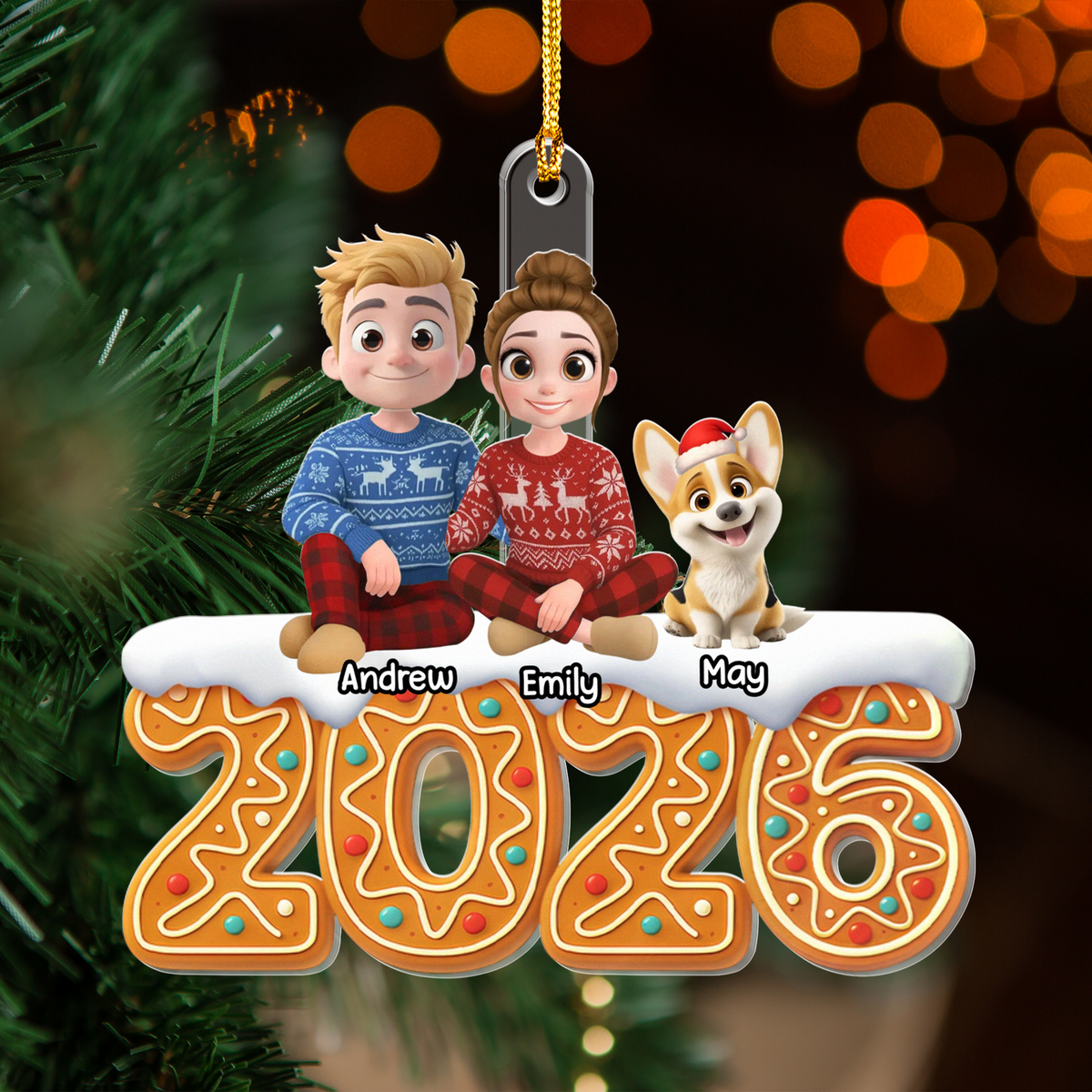 PSTG18 2026 Fur Parents Christmas Gingerbread 3D Effect - Personalized Acrylic Wood Ornament