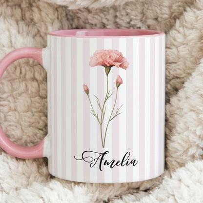 VPST75 Birth Flower Custom Name - Personalized White Mug Accent Mug