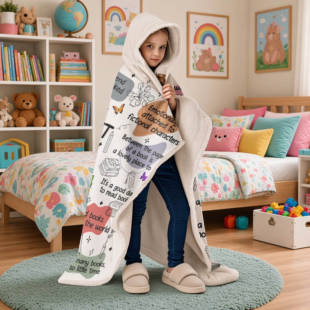APST07 This Is My Reading Blanket - Custom Personalized Wearable Hooded Blanket