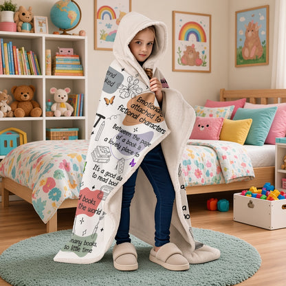 APST07 This Is My Reading Blanket - Custom Personalized Wearable Hooded Blanket