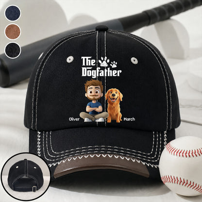 PSC02 The Dogfather Dog Lover - Personalized Custom Vintage Soft Baseball Cap